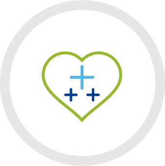 icon of a heart with plus signs